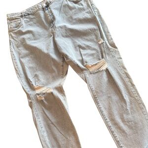 Cotton on Curve Distressed Taylor Mom Jeans Roadknight Blue Size 20 NEW